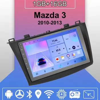 Автомобильное радио Android Auto Carplay для Mazda 3 2010-2013 Мультимедийный проигрыватель Головное устройство Стерео GPS Навигация BT WIFI 1+16 ГБ 1+16GB