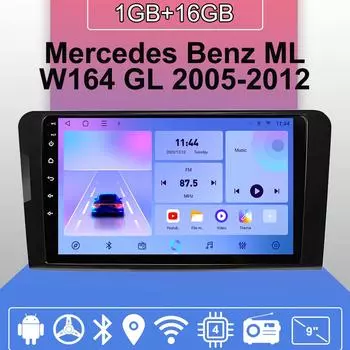 Автомобильное радио Android Auto Carplay для Mercedes Benz ML W164 GL 2005-2012 Мультимедийный проигрыватель Головное устройство Стерео GPS Навигация BT WIFI 1+16 ГБ 1+16GB