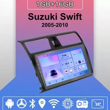 Автомобильное радио Android Auto Carplay для Suzuki Swift 2005-2010, мультимедийный проигрыватель, головное устройство, стерео, GPS-навигация, BT WIFI 1+16 ГБ 1+16GB