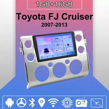 Автомобильное радио Android Auto Carplay для Toyota FJ Cruiser 2007-2013, мультимедийный проигрыватель, головное устройство, стерео, GPS-навигация, BT, WIFI 1+16 ГБ 1+16GB