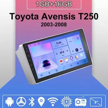 Автомобильное радио Android Auto Carplay для Toyota Avensis T250 2003-2008, мультимедийный проигрыватель, головное устройство, стерео, GPS-навигация, BT WIFI 1+16 ГБ 1+16GB