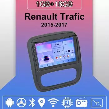Автомобильное радио Android Auto Carplay для Renault Trafic 2015-2017, мультимедийный проигрыватель, головное устройство, стерео, GPS-навигация, BT, WIFI 1+16 ГБ 1+16GB