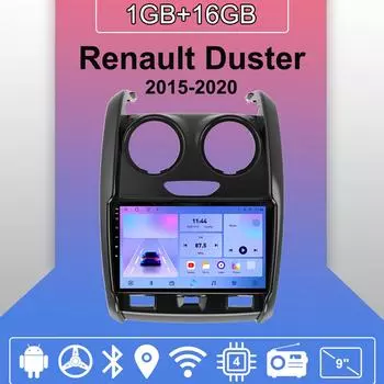 Автомобильное радио Android Auto Carplay для Renault Duster 2015-2020, мультимедийный проигрыватель, головное устройство, стерео, GPS-навигация, BT, WIFI 1+16 ГБ 1+16GB