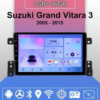 Автомобильное радио Android Auto Carplay для Suzuki Grand Vitara 3 2005 - 2015 Мультимедийный проигрыватель Головное устройство Стерео GPS Навигация BT WIFI 1+16 ГБ 1+16GB