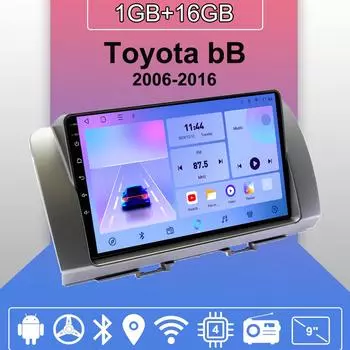 Автомобильное радио Android Auto Carplay для Toyota bB 2006-2016, мультимедийный проигрыватель, головное устройство, стерео, GPS-навигация, BT, WIFI 1+16 ГБ 1+16GB