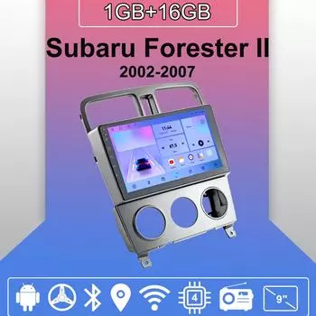Автомобильное радио Android Auto Carplay для Subaru Forester II 2002-2007, мультимедийный проигрыватель, головное устройство, стерео, GPS-навигация, BT WIFI 1+16 ГБ 1+16GB