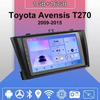 Автомобильное радио Android Auto Carplay для Toyota Avensis T270 2009-2015, мультимедийный проигрыватель, головное устройство, стерео, GPS-навигация, BT WIFI 1+16 ГБ 1+16GB