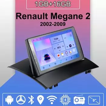Автомобильное радио Android Auto Carplay для Renault Megane 2 2002-2009 Мультимедийный проигрыватель Головное устройство Стерео GPS Навигация BT WIFI 1+16 ГБ 1+16GB