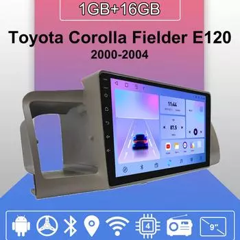 Автомобильное радио Android Auto Carplay для Toyota Corolla Fielder E120 2000-2004, мультимедийный проигрыватель, головное устройство, стерео, GPS-навигация, BT WIFI 1+16 ГБ 1+16GB