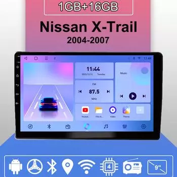 Автомобильное радио Android Auto Carplay для Nissan X-Trail 2004-2007, мультимедийный проигрыватель, головное устройство, стерео, GPS-навигация, BT WIFI 1+16 ГБ 1+16GB
