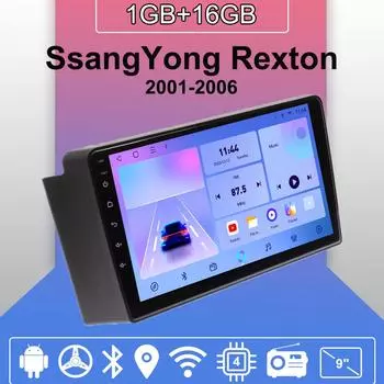 Автомобильное радио Android Auto Carplay для SsangYong Rexton 2001-2006, мультимедийный проигрыватель, головное устройство, стерео, GPS-навигация, BT WIFI 1+16 ГБ 1+16GB