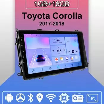 Автомобильное радио Android Auto Carplay для Toyota Corolla 2017-2018, мультимедийный проигрыватель, головное устройство, стерео, GPS-навигация, BT WIFI 1+16 ГБ 1+16GB