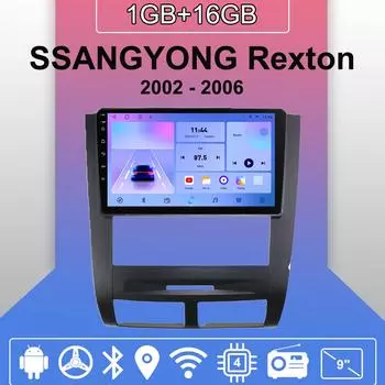 Автомобильное радио Android Auto Carplay для SSANGYONG Rexton 2002 - 2006 Мультимедийный проигрыватель Головное устройство Стерео GPS Навигация BT WIFI 1+16 ГБ 1+16GB