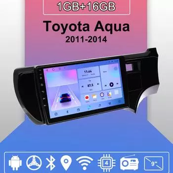 Автомобильное радио Android Auto Carplay для Toyota Aqua 2011-2014, мультимедийный проигрыватель, головное устройство, стерео, GPS-навигация, BT WIFI 1+16 ГБ 1+16GB