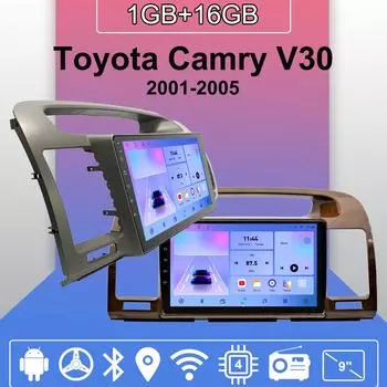 Автомобильное радио Android Auto Carplay для Toyota Camry V30 2001-2005, мультимедийный проигрыватель, головное устройство, стерео, GPS-навигация, BT, WIFI, 1+16 ГБ 1+16GB серый