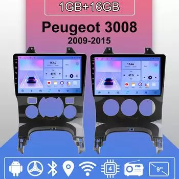 Автомобильное радио Android Auto Carplay для Peugeot 3008 2009-2015 Мультимедийный проигрыватель Головное устройство Стерео GPS Навигация BT WIFI 1+16 ГБ 1+16GB,A