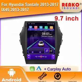 Автомобильное радио Android Auto для Hyundai Santafe 2013-2017 IX45 2013-2017 Мультимедийный проигрыватель Видео 5G WIFI IPS Экран 2din DVD 4 core 2GB+32GB carplay