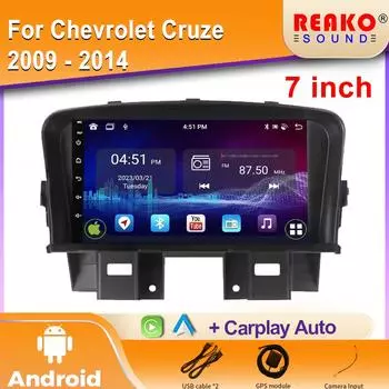 Автомобильное радио Android для Chevrolet Cruze 2009 - 2014 GPS-навигация Видео Авто Стерео Мультимедийный Плеер Экран 2din 5G Wifi 4 core 1GB+32GB carplay