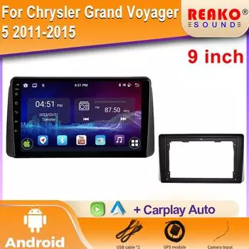 Автомобильное радио Android для Chrysler Grand Voyager 5 2011-2015 Мультимедийный видеоплеер Навигация GPS Беспроводной Carplay WIFI 2DIN 4 core 1GB+32GB carplay