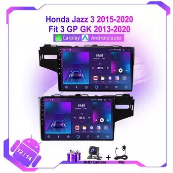 Автомобильное радио Android для Honda Jazz 3 2015-2020 Fit 3 GP GK 2013-2020 Мультимедийный видеоплеер 4G WIFI Навигация GPS Carplay Stereo