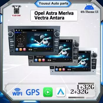 Автомобильное радио Android для Opel para Astra Meriva Vectra Antara Zafira Corsa 2 DIN мультимедиа Carplay GPS 2 + 32 ГБ 1+32GB чёрный
