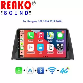 Автомобильное радио Android для Peugeot 308 2016 2017 2018 Поддержка Carplay Задняя камера Стерео Видеорегистратор Мультимедиа LTE 2din Авто Аудио IPS 4 core 1GB+32GB carplay