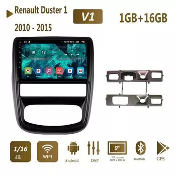 Автомобильное радио Android для Renault Duster 1 2010-2015, для Nissan terrano 2014-2020, мультимедийный плеер, Wi-Fi, GPS-навигация, 1 + 16 ГБ