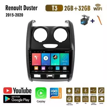 Автомобильное радио Android для Renault Duster 2015-2020 для LADA Largus 2021 мультимедийный плеер навигация GPS WIFI Carplay 2 + 32 ГБ 1+16GB
