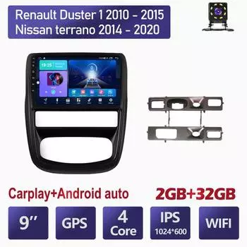 Автомобильное радио Android для Renault Duster 1 2010-2015, для Nissan terrano 2014-2020, мультимедийный плеер, Wi-Fi, GPS-навигация, Carplay 2 + 32 ГБ 1+16GB
