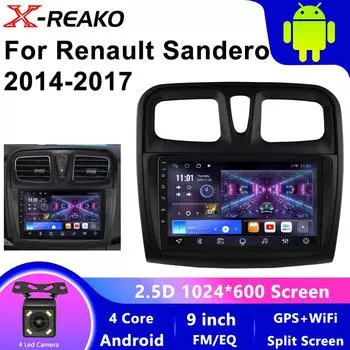 Автомобильное радио Android для Renault Logan Sandero 2014-2017 Мультимедийный проигрыватель Carplay Автомобильная стереосистема Автомагнитола Головное устройство Навигация GPS 4 core 1GB+32GB carplay