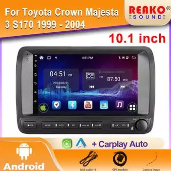 Автомобильное радио Android для Toyota Crown Majesta 3 S170 1999 - 2004 GPS-навигация стерео мультимедийный плеер экран 2din DVD 5G Wifi 4 core 1GB+32GB carplay