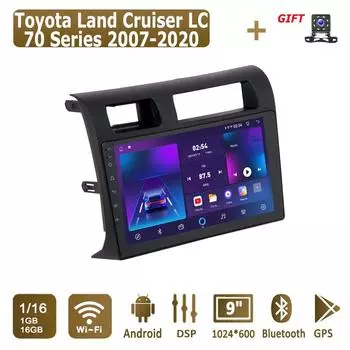 Автомобильное радио Android для Toyota Land Cruiser LC 70 Series 2007-2020, мультимедийный проигрыватель, головное устройство, стерео, GPS-навигация, BT, WIFI 1+16 ГБ 1+16GB