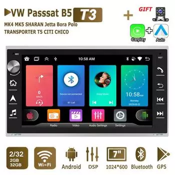 Автомобильное радио Android для Volkswagen Polo Bora Jetta 1999-2006 VW PASSAT B5 2001-2005 Carplay головное устройство 2Din автомобильная стереосистема навигация 2+32 ГБ 2+32GB