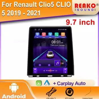 Автомобильное радио Carplay 9,7 дюйма для Renault Clio5 CLIO 5 2019 - 2021 Tesla Style Навигация GPS Android Auto Stereo Wifi 2din 4 core 2GB+32GB carplay
