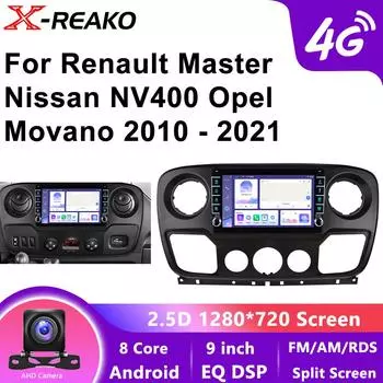Автомобильное радио Carplay Android Auto для Renault Master Nissan NV400 Opel Movano 2010 2011 2012 2013 - 2021 Navi GPS 4G 8-ядерный мультимедийный проигрыватель 8 core 4GB+64GB