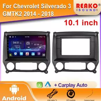 Автомобильное радио Carplay для Chevrolet Silverado 3 GMTK2 2014 - 2018 GPS-навигация Видео Android Auto Stereo 5G Wifi Экран BT 2din 4 core 1GB+32GB carplay