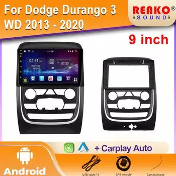 Автомобильное радио Carplay для Dodge Durango 3 WD 2013 - 2020 Навигация GPS Android Auto Bluetooth Стерео Экран Головное устройство 2din WiFi 4 core 1GB+32GB carplay