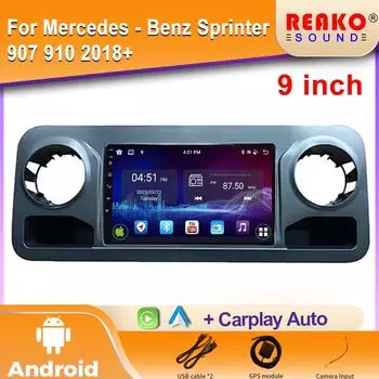 Автомобильное радио Carplay для Mercedes-Benz Sprinter 907 910 2018+ Навигация GPS Android Auto Мультимедийный плеер Cam 2din WiFi 4G 4 core 1GB+32GB carplay