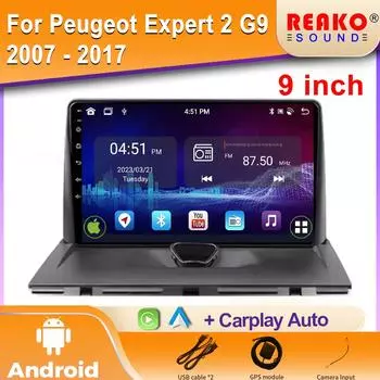 Автомобильное радио Carplay для Peugeot Expert 2 G9 2007 - 2017 Навигация GPS Android Auto Bluetooth Мультимедийный плеер Head 2din WiFi 4 core 1GB+32GB carplay