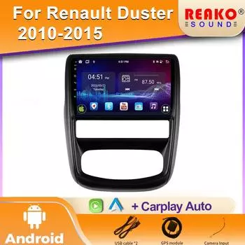 Автомобильное радио Carplay для Renault Duster 1 2010 2011 2012 2013 2014 2015 Android навигация GPS Android Auto без 2din 4G WIFI блок 4 core 1GB+32GB carplay