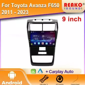 Автомобильное радио Carplay для Toyota Avanza F650 2011 - 2023 Навигация GPS Android Auto Bluetooth стерео экран блок 2din 5G WiFi BT 4 core 1GB+32GB carplay