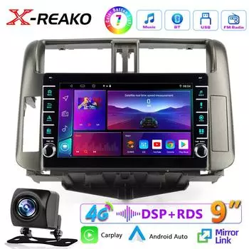 Автомобильное радио Carplay для Toyota Land Cruiser Prado 150 2009 - 2013 Навигация 4G 8Core GPS Android Авто Стерео Авторадио Wifi Нет 2din DVD 8 core 4GB+64GB