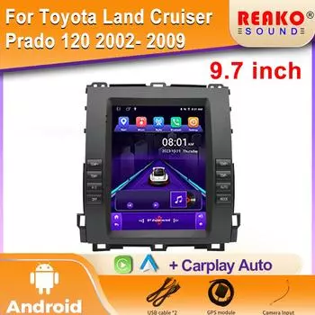 Автомобильное радио Carplay для Toyota Land Cruiser Prado 120 2002- 2009 Навигация GPS Android Auto Stereo Multimedia Player 4G 2din 4 core 2GB+32GB carplay