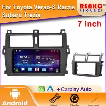 Автомобильное радио Carplay для Toyota Verso-S Ractis Subaru Trezia Навигация GPS Android Auto Мультимедийный плеер Стерео 2din 4G WiFi 4 core 1GB+32GB carplay