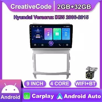 Автомобильное радио Carplay с Android, мультимедийный видеоплеер, навигация, GPS для Hyundai Veracruz IX55 2006-2015, 2din, головное устройство, 2 + 32 ГБ 1+16GB