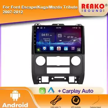 Автомобильное радио для Ford Escape 2007-2012 9-дюймовый экран 2 Din Android головное устройство стерео GPS навигация мультимедийный проигрыватель аудио Авторадио 4 core 1GB+32GB carplay