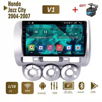 Автомобильное радио для Honda Jazz City 2004-2007, Android, мультимедийный видеоплеер, GPS-навигация, WIFI, 1 + 16 ГБ 1+16GB