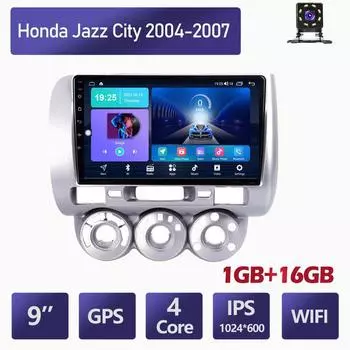 Автомобильное радио для Honda Jazz City 2004-2007, автомобильный мультимедийный видеоплеер, автомобильное стерео радио, GPS-навигация, WIFI 1 + 16 ГБ