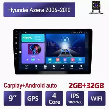 Автомобильное радио для Hyundai Azera 2006-2010, 2 Din, 9 дюймов, Carplay, Android, автомобильный мультимедийный плеер, GPS-навигационная система, головное устройство, стерео 2 + 32 ГБ 1+16GB