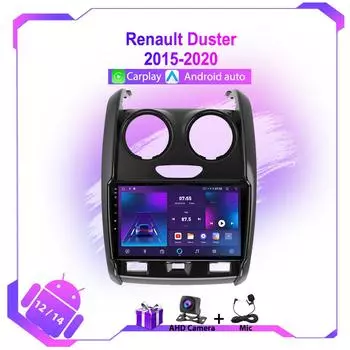 Автомобильное радио для Renault Duster 2015-2020 Lada Largus 2025 Android Carplay Мультимедиа Видео Плеер Аудио Навигация GPS Головное Устройство